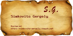 Simkovits Gergely névjegykártya